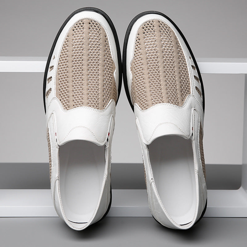 Business casual leather shoes with breathable mesh