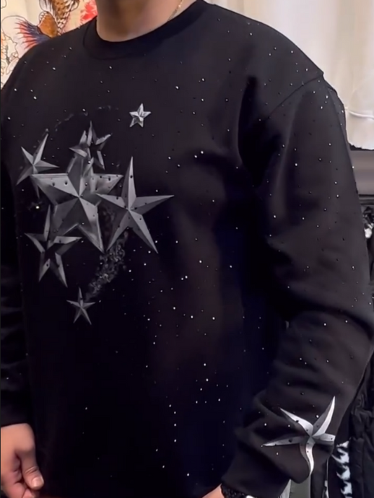 Men's Fashion Rhinestone Printed Sweatshirt