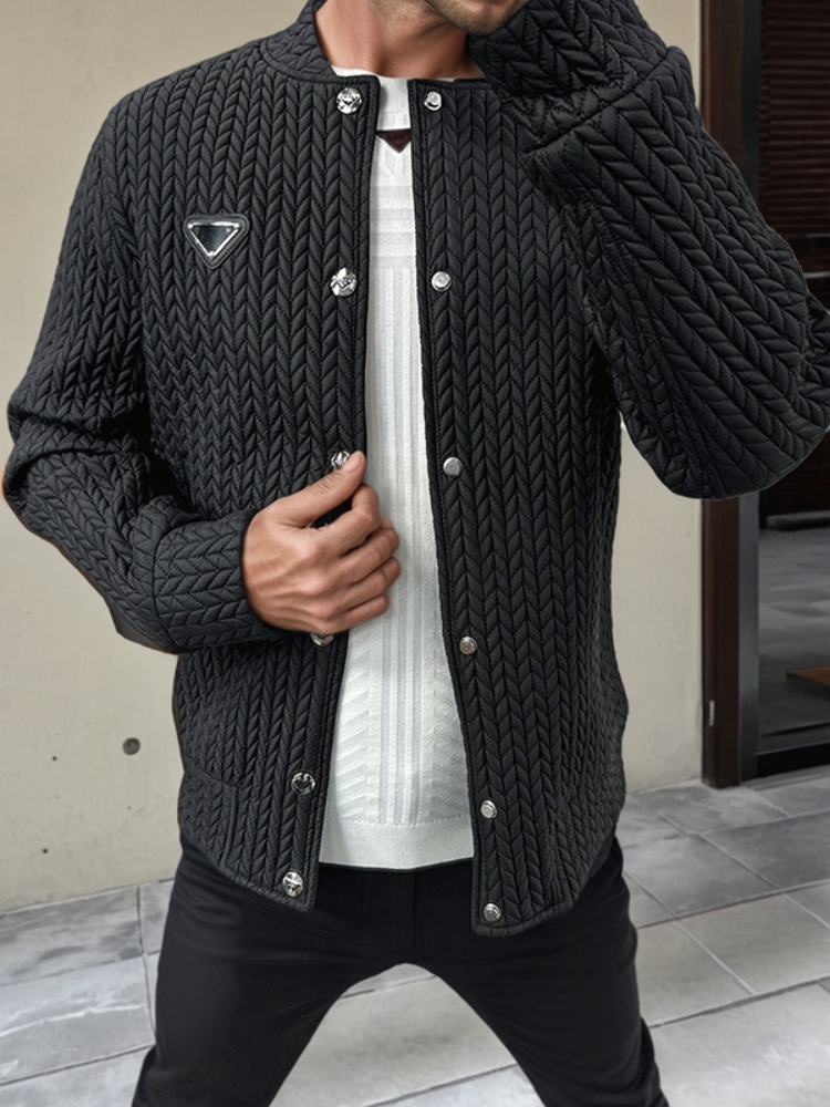 High-Quality Knitted Black Zipper Cardigan