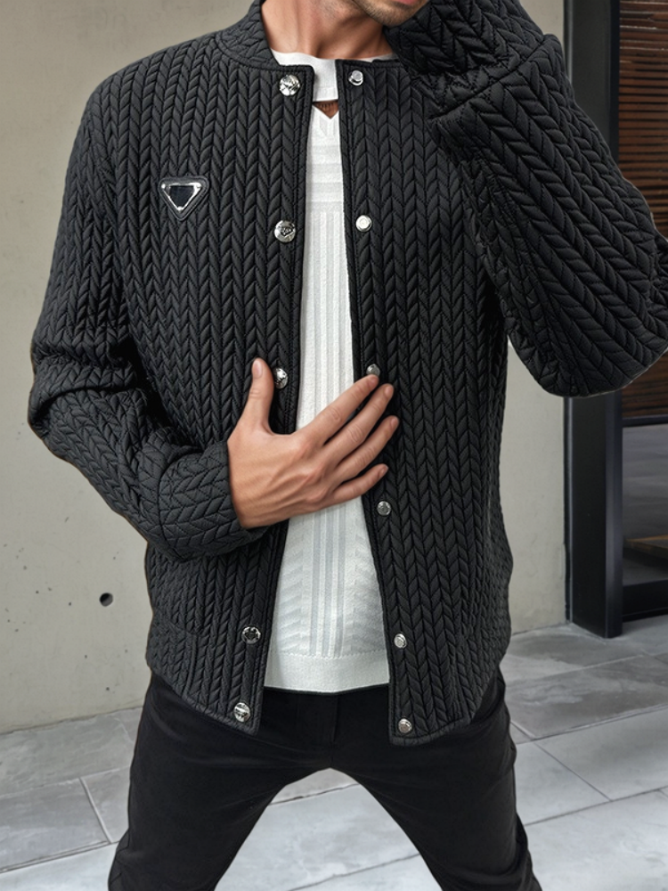 High-Quality Knitted Black Zipper Cardigan