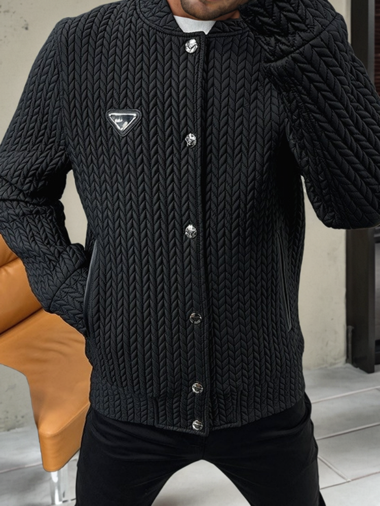 High-Quality Knitted Black Zipper Cardigan