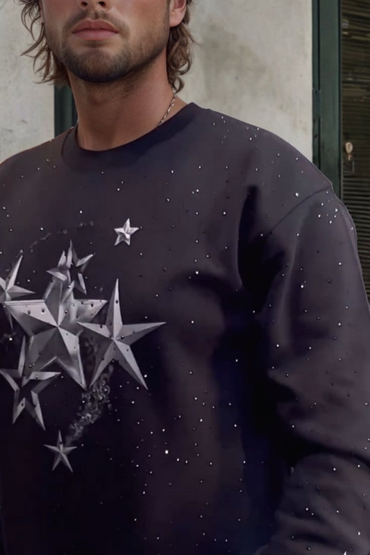 Men's Fashion Rhinestone Printed Sweatshirt