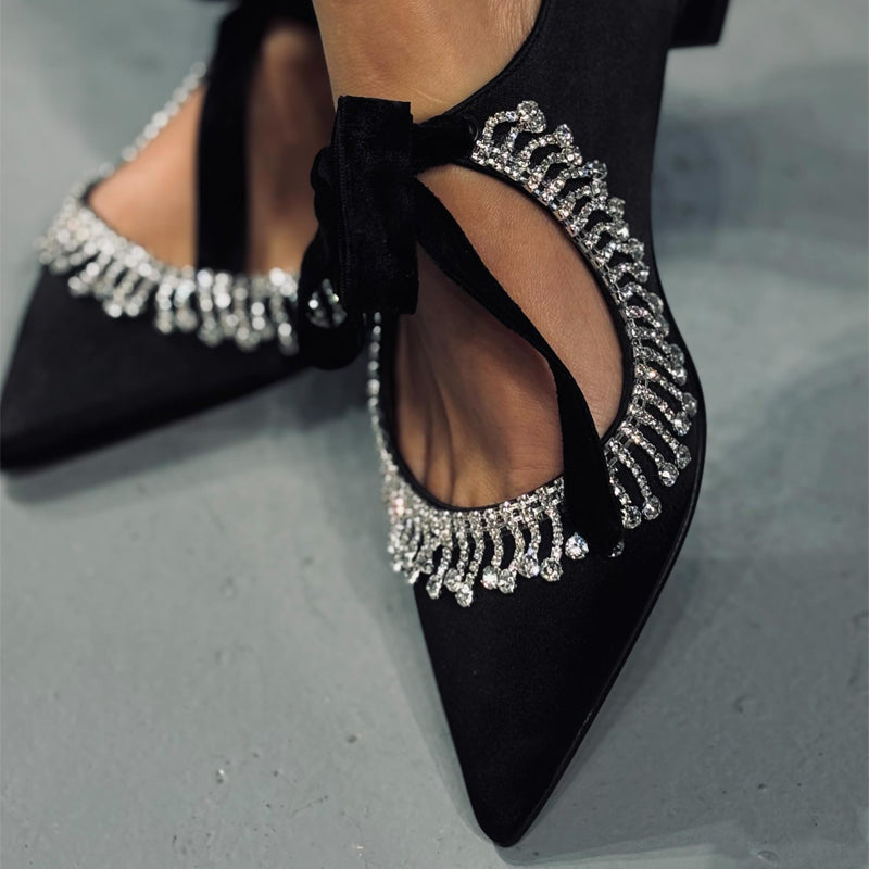 Rhinestone SparkleTie Up Flats