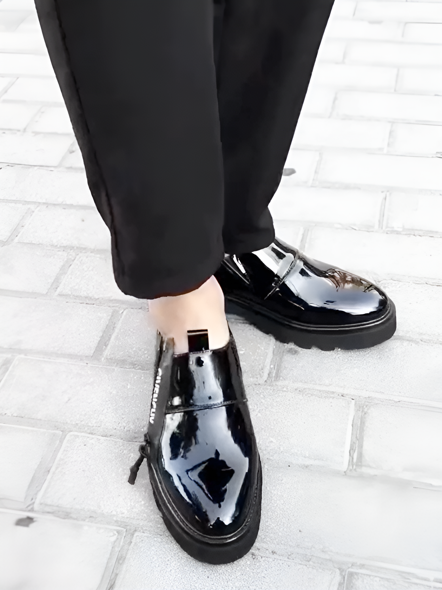 Men's Fashion Bright Black Loafers