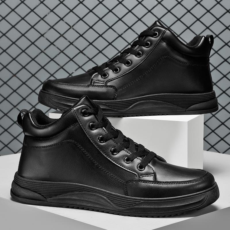 New Leather Trendy All-match Mid-high Casual Leather Shoes