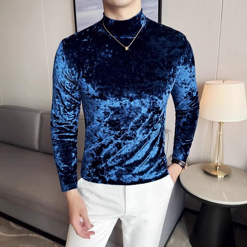 Fashion Half-high Collar Men's Knitted Pullover Slim-fit Long-sleeved Sweater