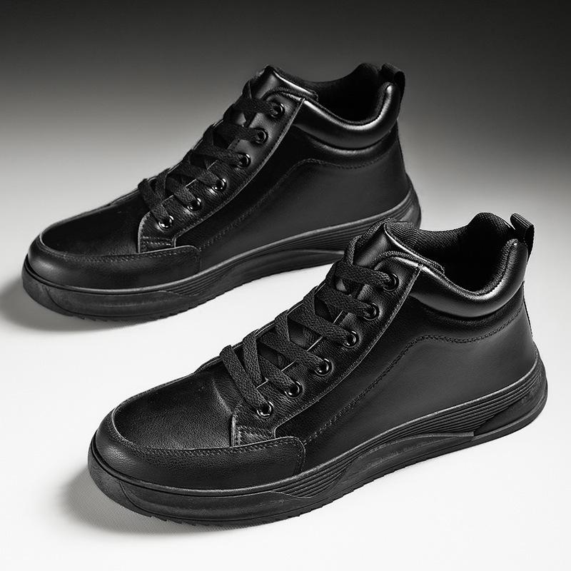 New Leather Trendy All-match Mid-high Casual Leather Shoes