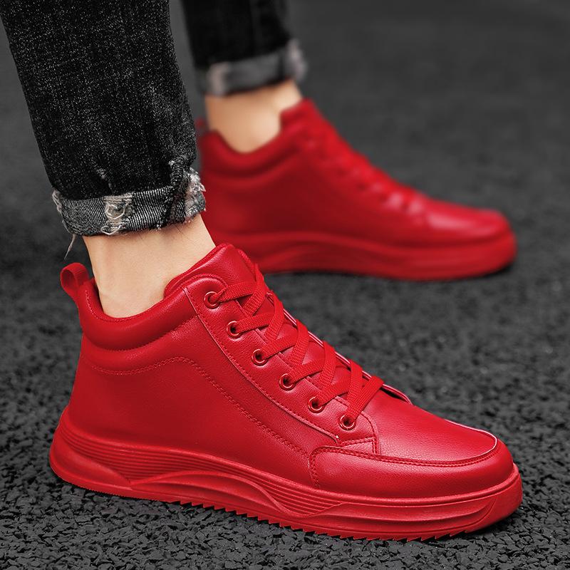 New Leather Trendy All-match Mid-high Casual Leather Shoes