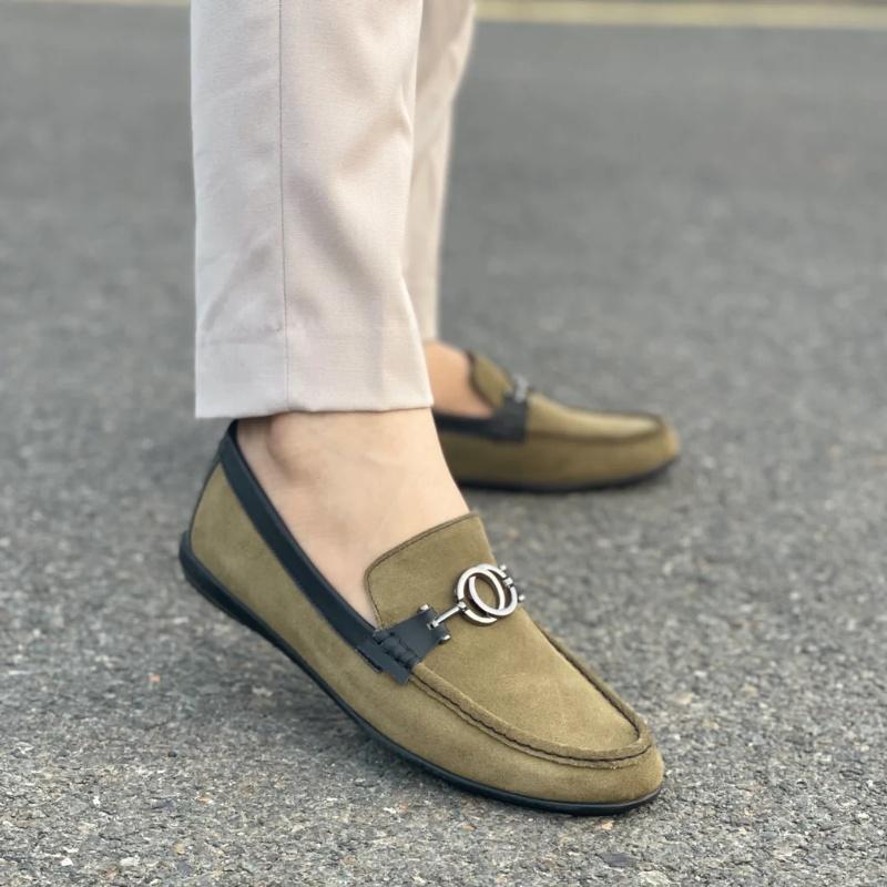 Pure Leather Handmade Light Green Loafers