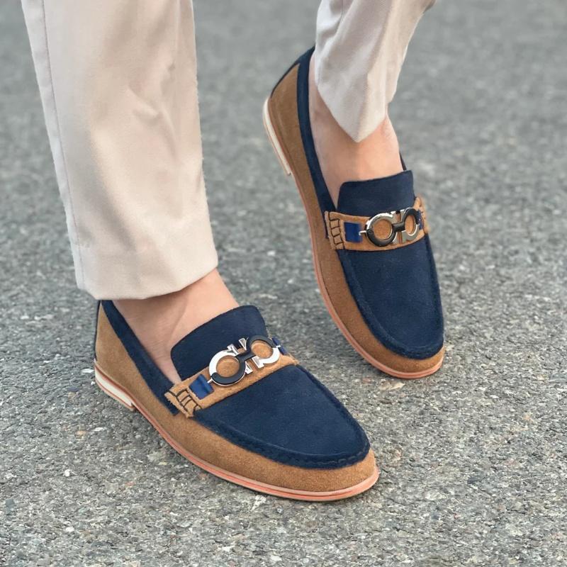 Pure Leather Handmade Colorblock Loafers