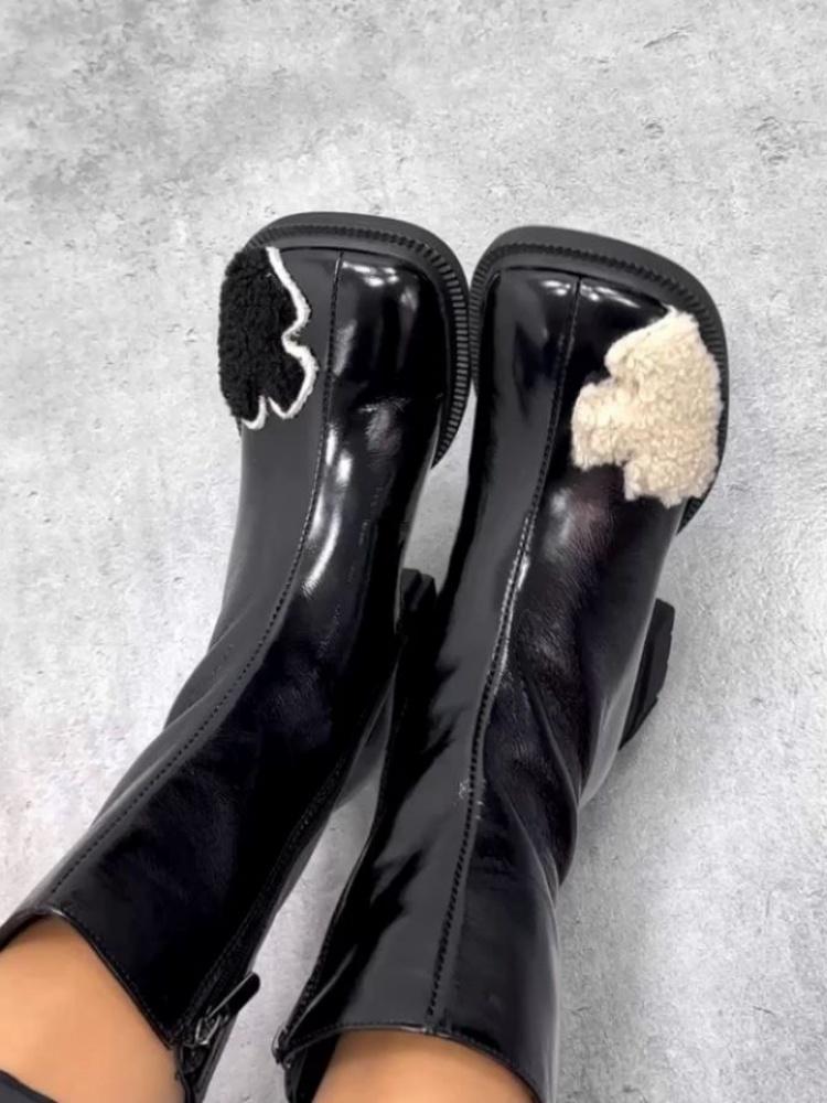 Chic Fluffy Stitching Boots