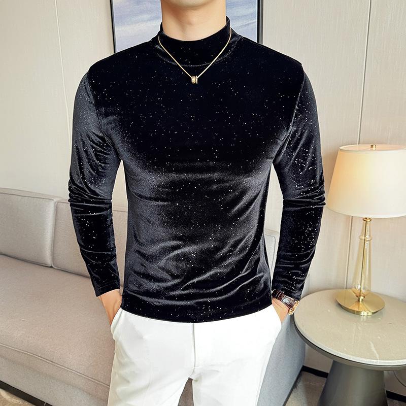 Fashion Half-high Collar Men's Knitted Pullover Slim-fit Long-sleeved Sweater