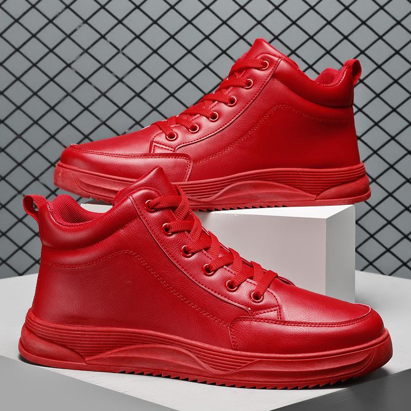 New Leather Trendy All-match Mid-high Casual Leather Shoes