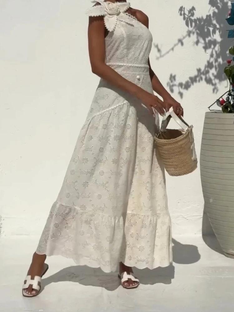 White Lace Flower Dress