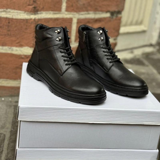 Men's Fashion Textured  Leather Boots