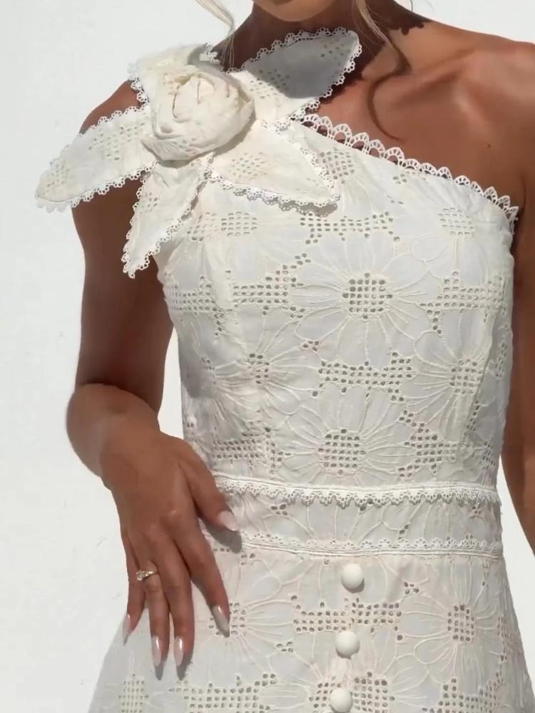 White Lace Flower Dress