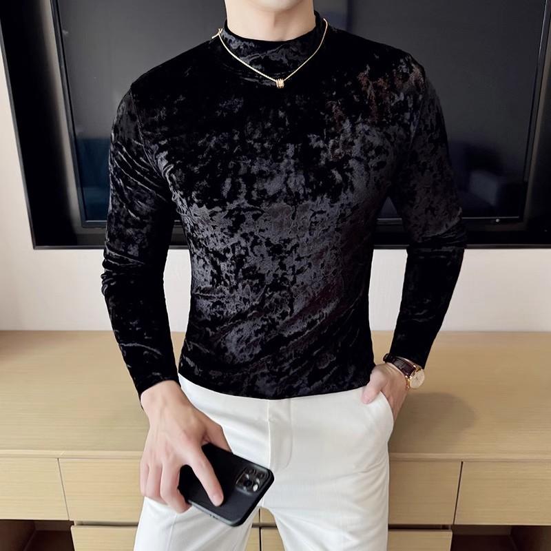 Fashion Half-high Collar Men's Knitted Pullover Slim-fit Long-sleeved Sweater