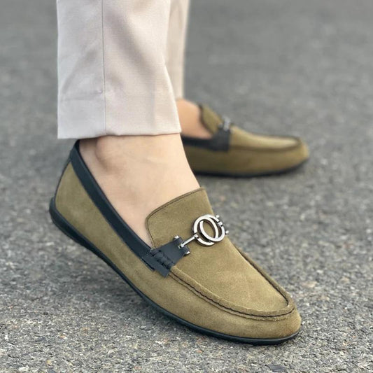 Pure Leather Handmade Light Green Loafers