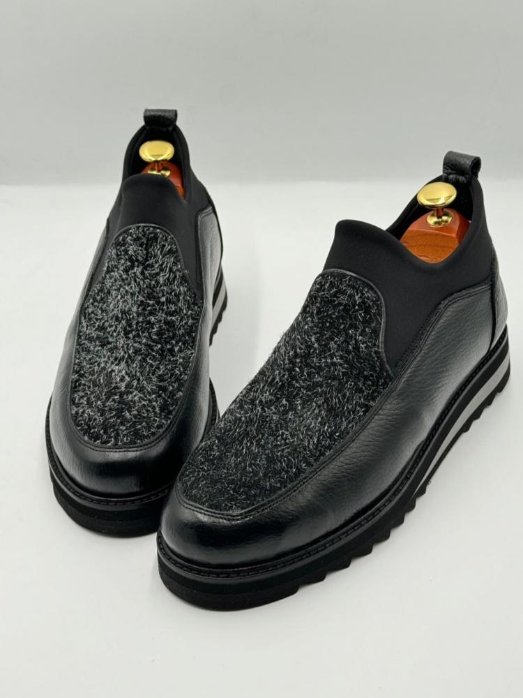 Men's Fashion Lambswool Stitching Leather Shoes