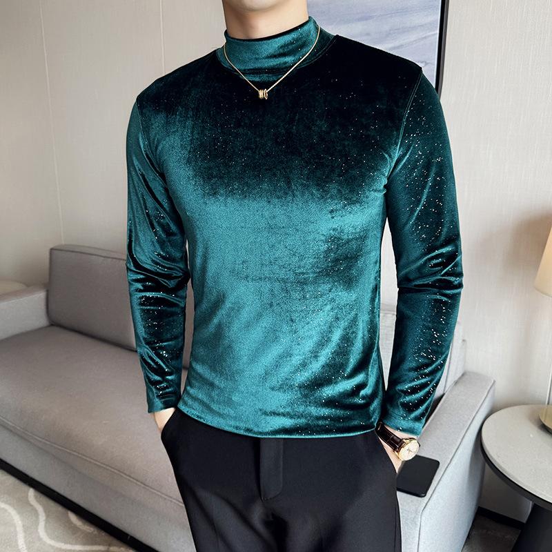 Fashion Half-high Collar Men's Knitted Pullover Slim-fit Long-sleeved Sweater