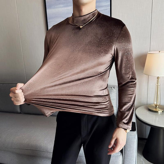 Fashion Half-high Collar Men's Knitted Pullover Slim-fit Long-sleeved Sweater