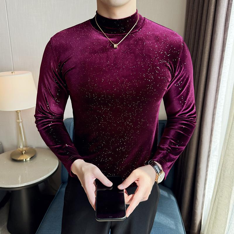 Fashion Half-high Collar Men's Knitted Pullover Slim-fit Long-sleeved Sweater