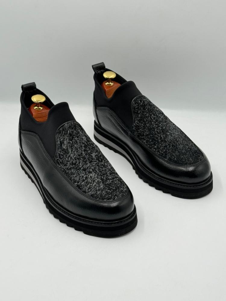 Men's Fashion Lambswool Stitching Leather Shoes