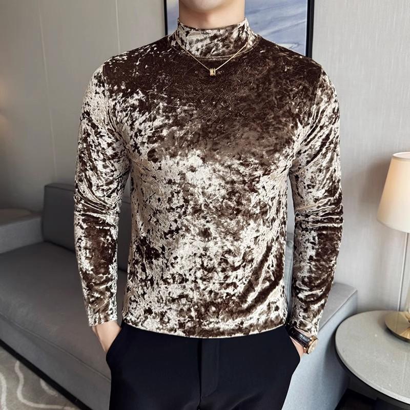 Fashion Half-high Collar Men's Knitted Pullover Slim-fit Long-sleeved Sweater