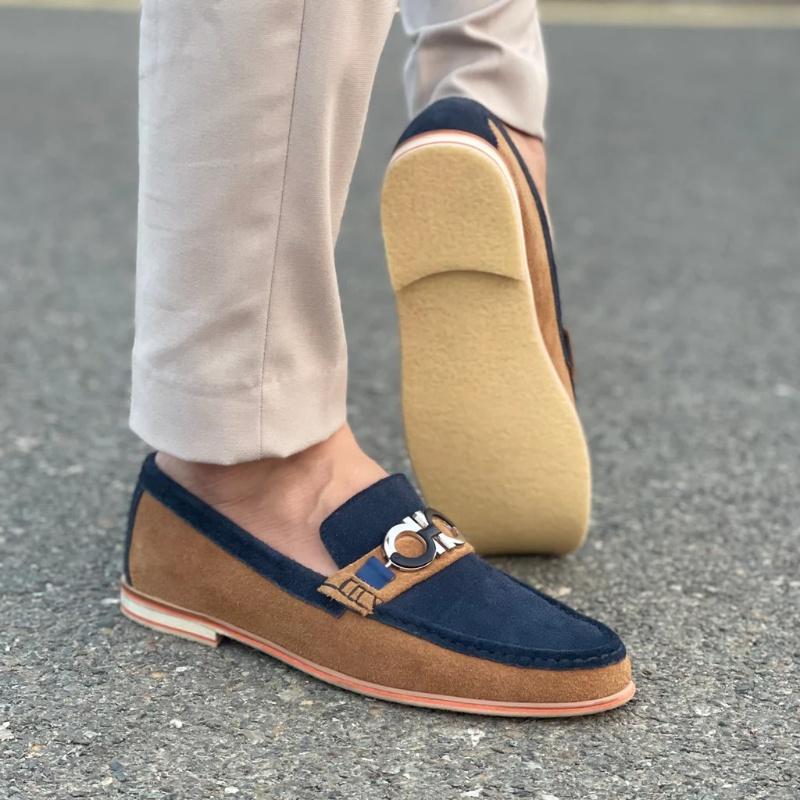 Pure Leather Handmade Colorblock Loafers