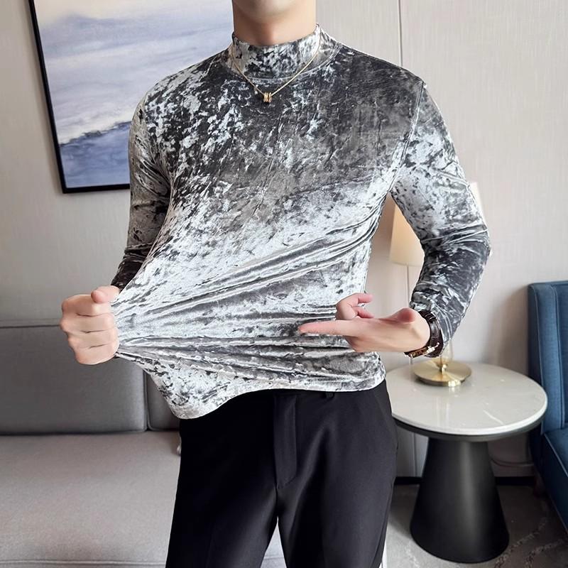 Fashion Half-high Collar Men's Knitted Pullover Slim-fit Long-sleeved Sweater