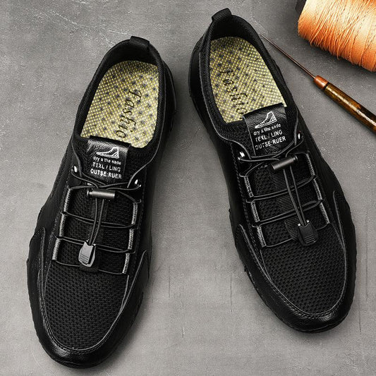 Fashion mesh breathable leather shoes