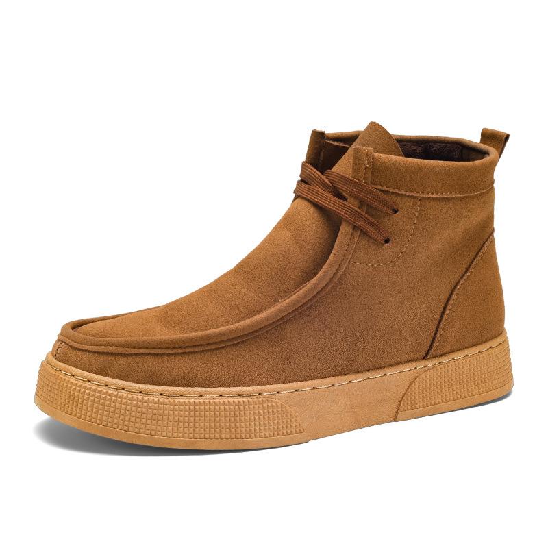 High-top vintage casual suede work shoes