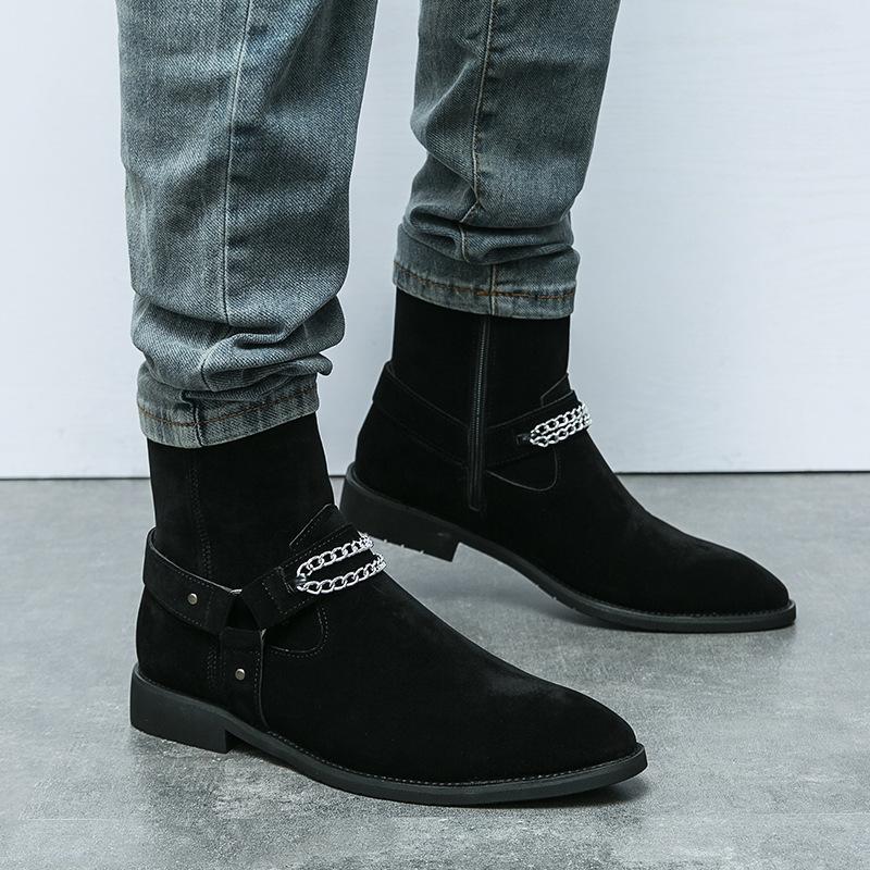 Stylish zipper mid-calf cowboy boots for men