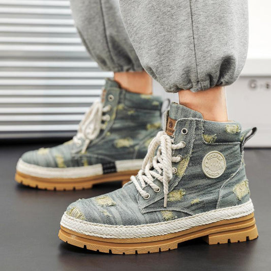Mid-to-high top denim canvas Doc Martens