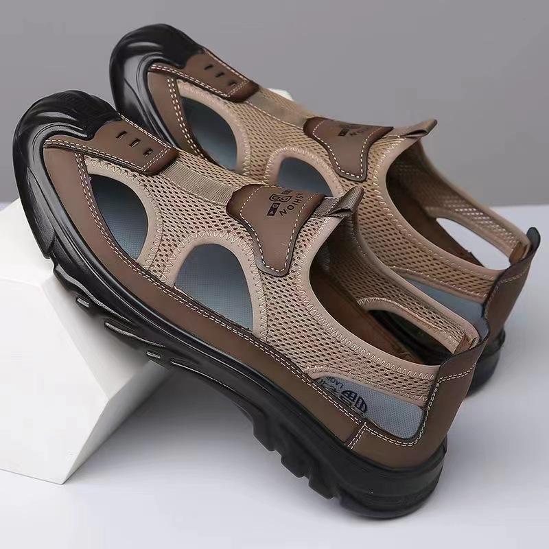 New leather men's breathable beach shoes for summer 2024