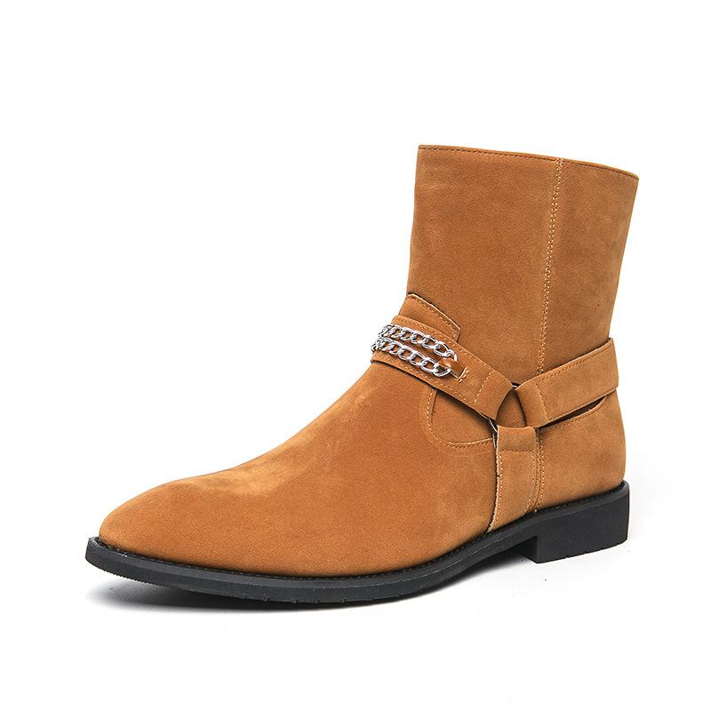 Stylish zipper mid-calf cowboy boots for men