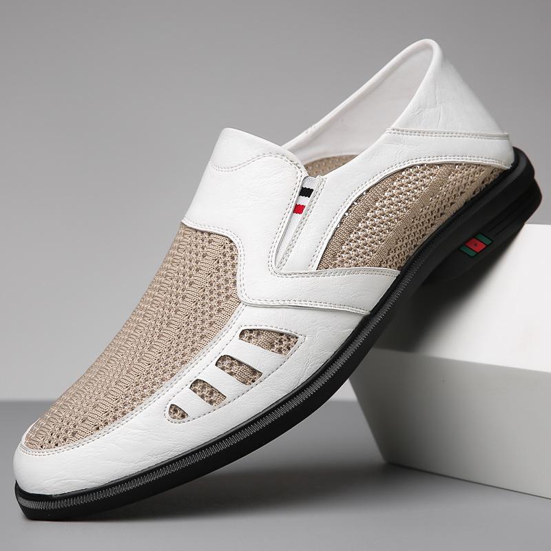 Business casual leather shoes with breathable mesh