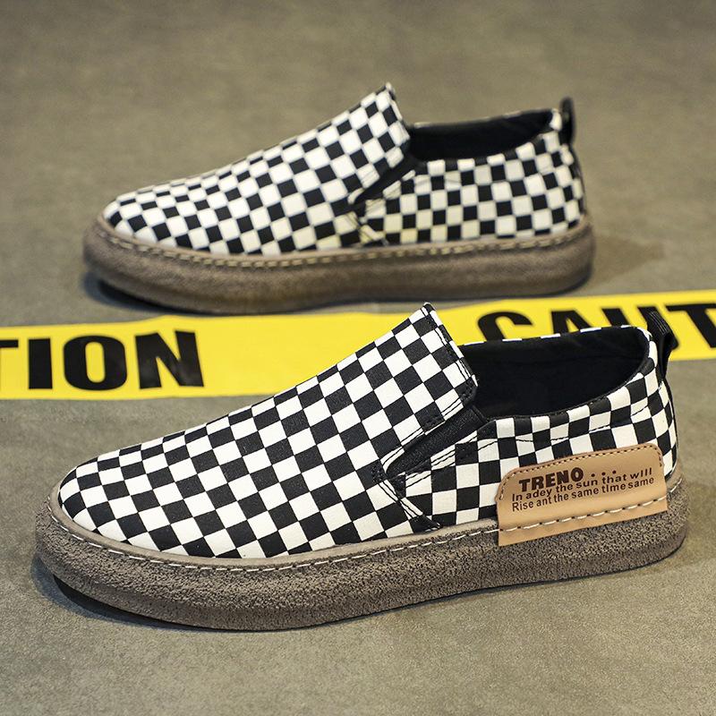 Fashion plaid printed canvas shoes