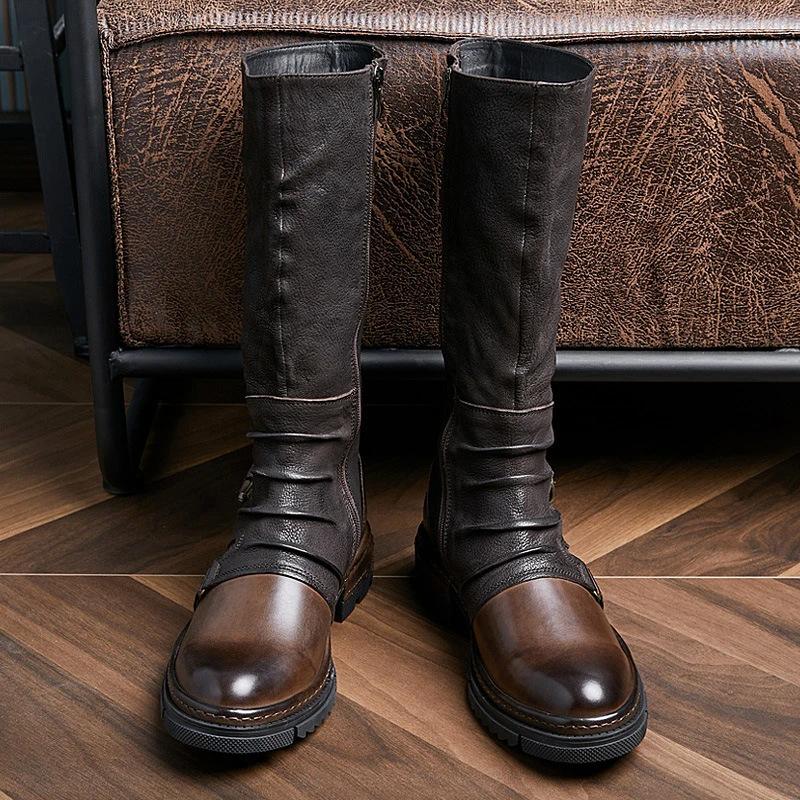 Low-heeled mid-leg casual men's boots