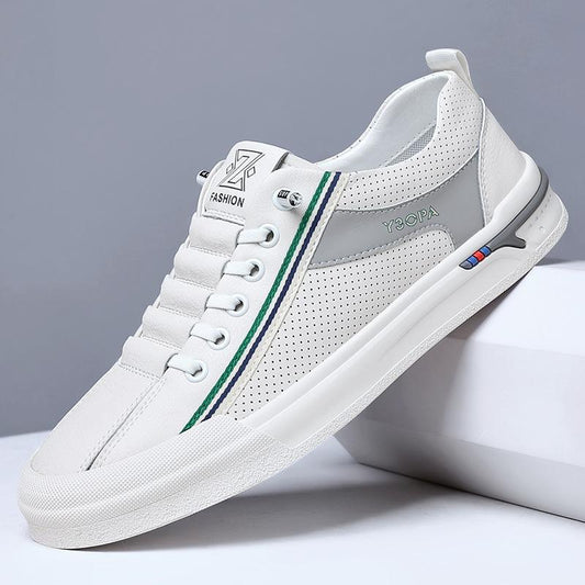 White sneakers with breathable mesh