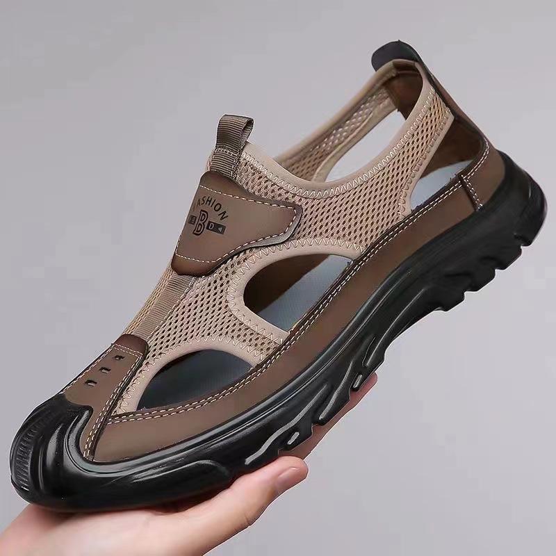 New leather men's breathable beach shoes for summer 2024