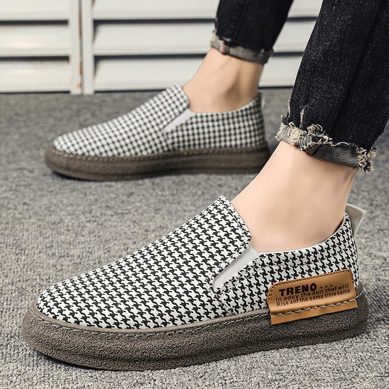 Fashion plaid printed canvas shoes