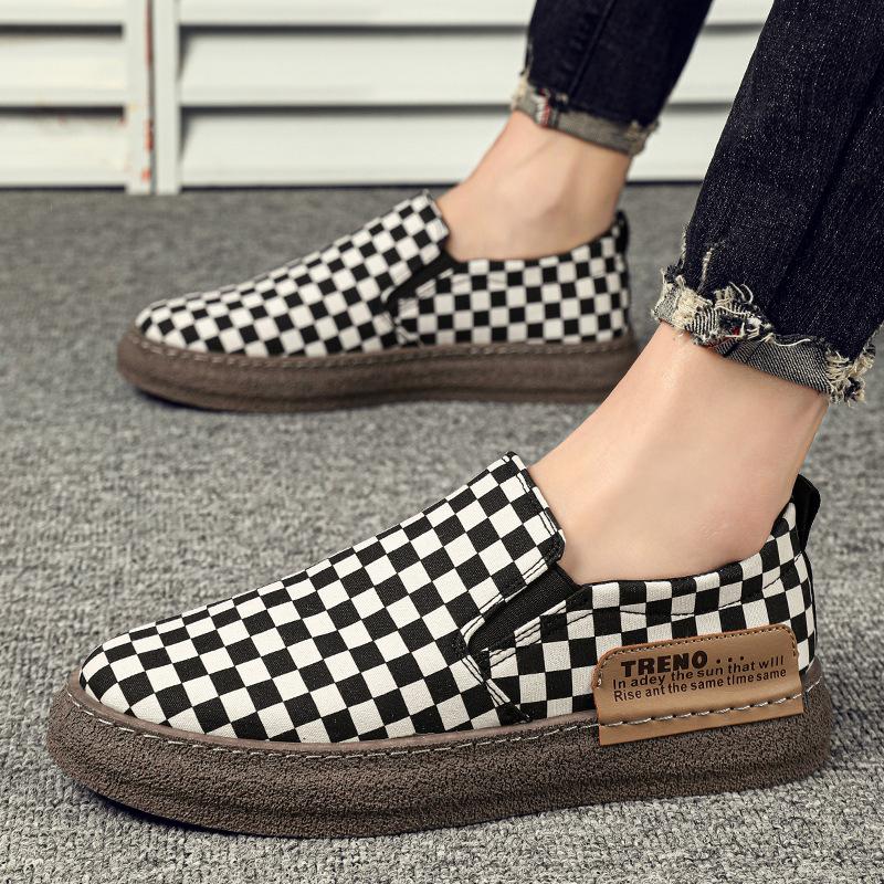 Fashion plaid printed canvas shoes