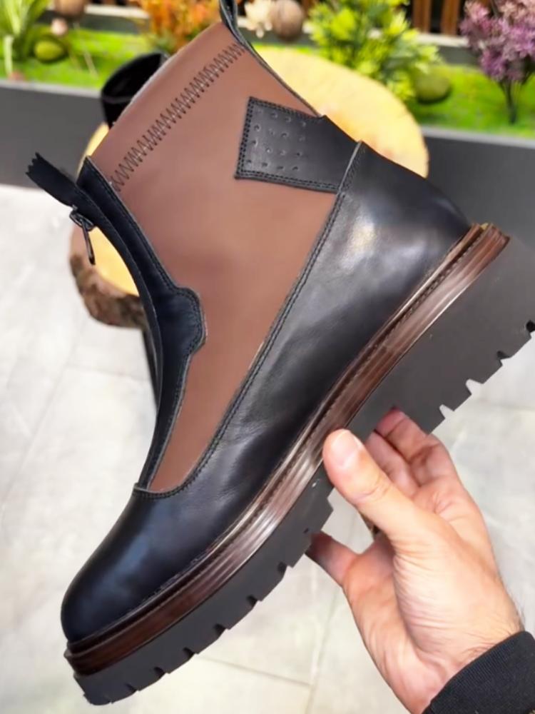 Men's Fashion Stitching Leather Boots