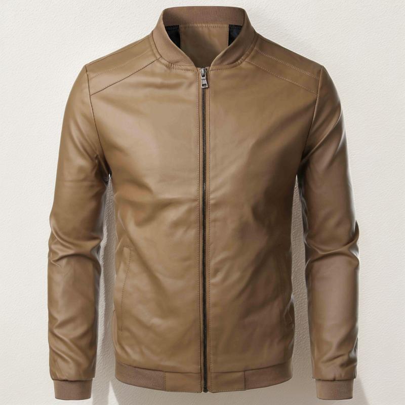 Fashion Slim-Fit Leather Collar Jacket