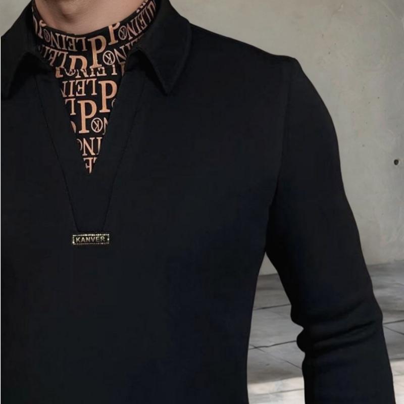 Men's Fashion Double Collar Warm Fleece-lined High Collar Sweat