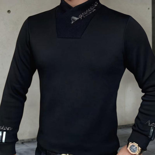 Men's New Half-high Neck Long Sleeve Fleece-lined Thickened Base Shirt