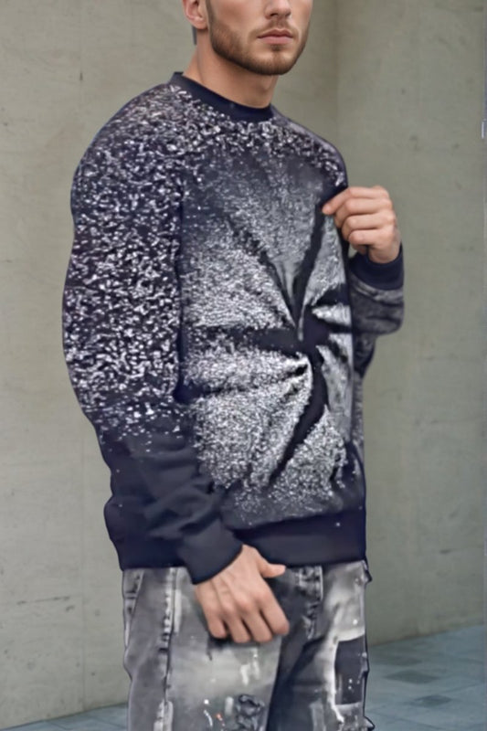 Men's Fashion Rhinestone Crew Neck Multicolor Sweatshirt