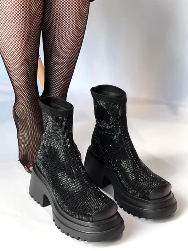 Shiny Platform Socks Boots