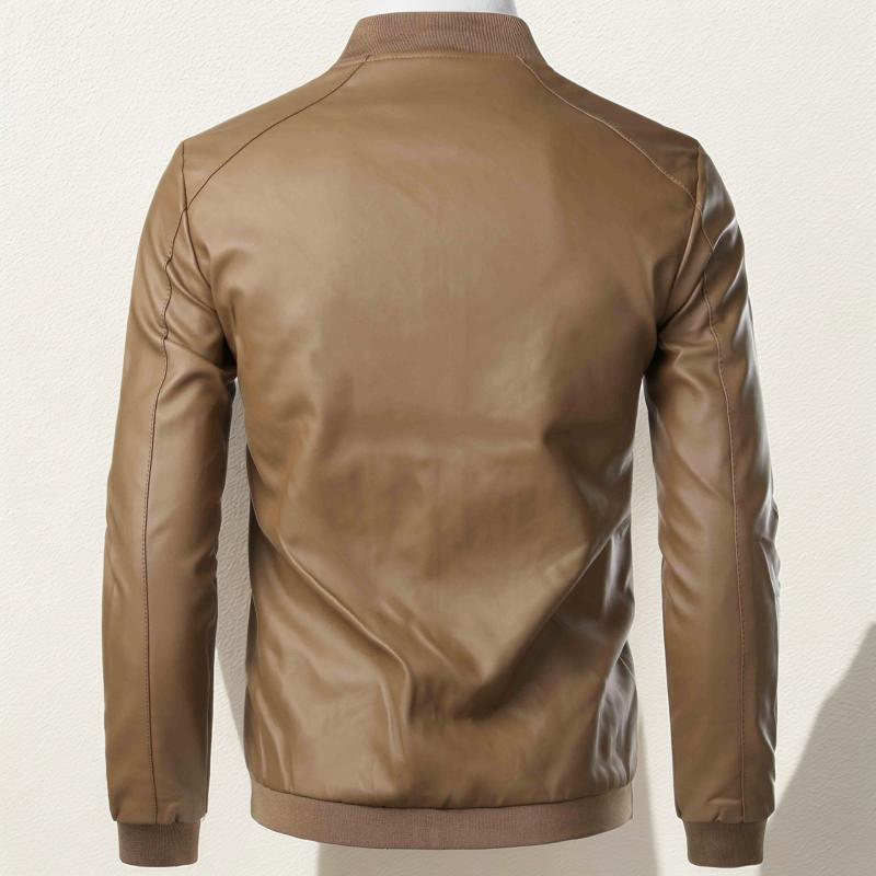 Fashion Slim-Fit Leather Collar Jacket